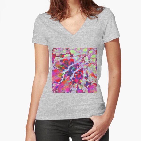 Fractalize Crimson Fitted V-Neck T-Shirt