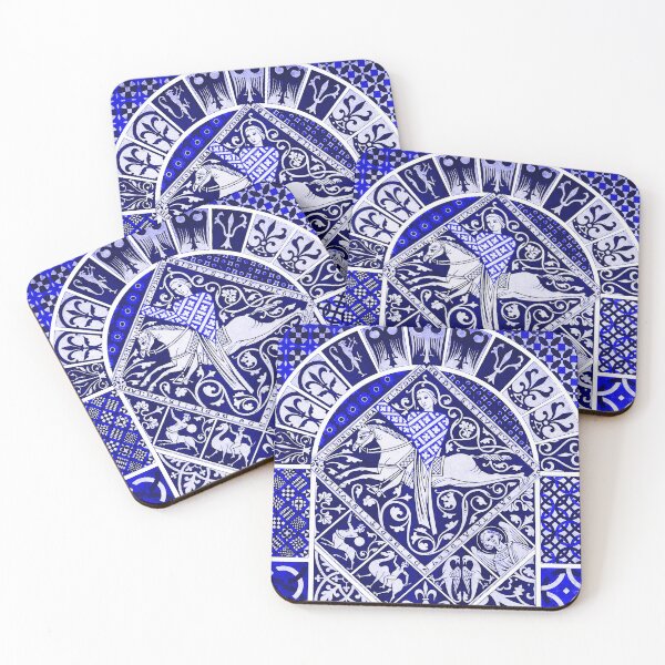 Item preview, MEDIEVAL KNIGHT HORSEBACK Blue White Fantastic Animals, Angels  designed and sold by BulganLumini.