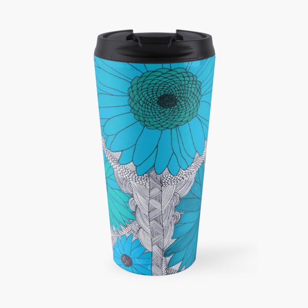 Gerbera Daisy-Teal Travel Mug