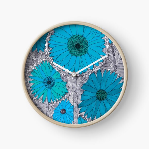 Gerbera Daisy-Teal Clock