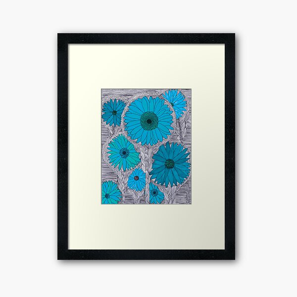 Gerbera Daisy-Teal Framed Art Print