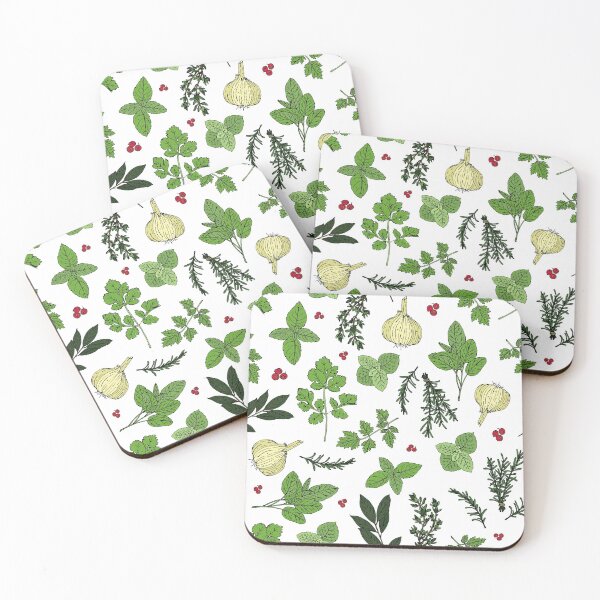 Item preview, Farmhouse Herb Garden Pattern on White designed and sold by HotHibiscus.