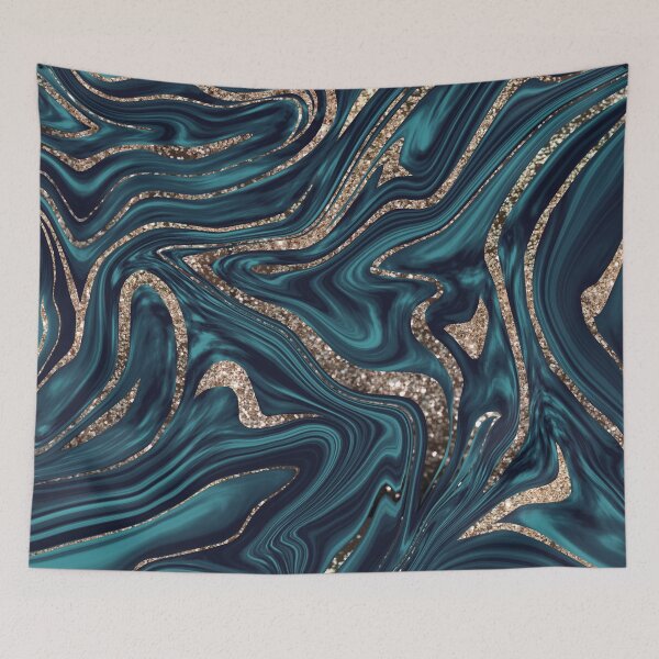 Item preview, Teal Navy Blue Gold Glam Marble #1 (Photo of Glitter Only - Not Reflective) designed and sold by Anita's & Bella's Art.