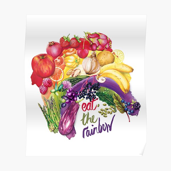 Eat The Rainbow - Watercolour food illustration Poster