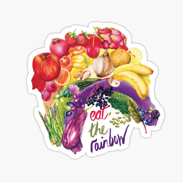 Eat The Rainbow - Watercolour food illustration Sticker