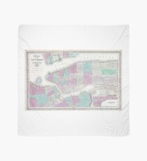 Pañuelo Vintage Map of NYC and Brooklyn (1861)
