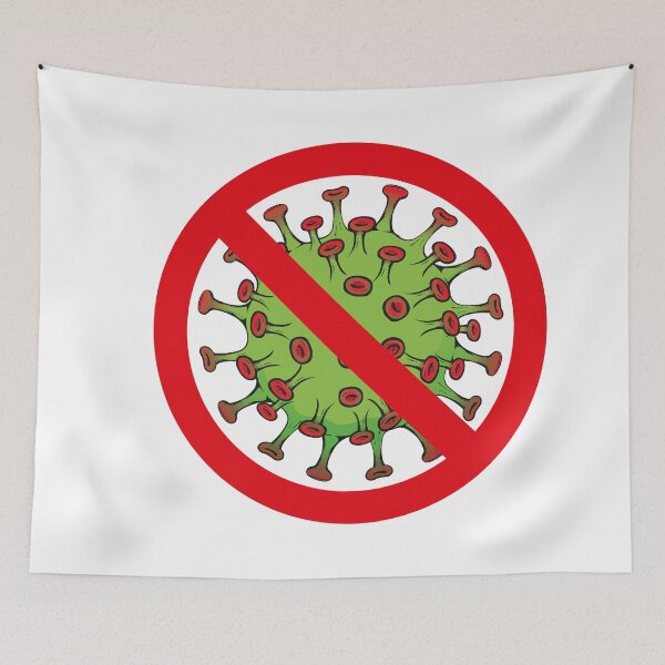 Item preview, Illustration cartoon forbidden corona virus a microorganism designed and sold by LucianoCosmo.