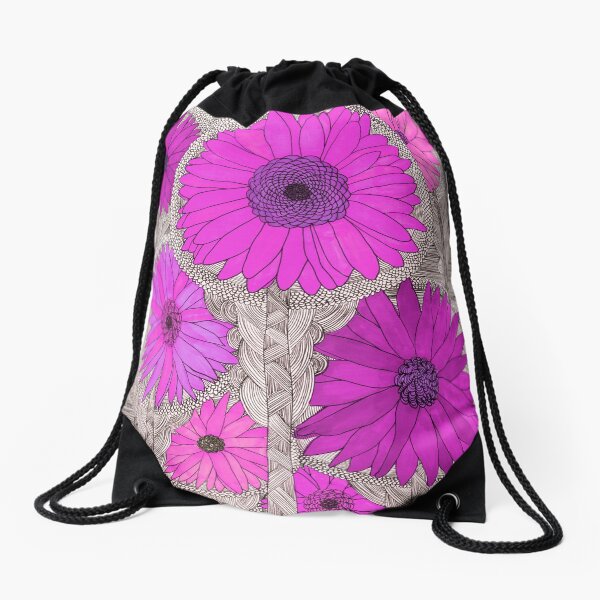 Gerbera Daisy- Magenta Drawstring Bag