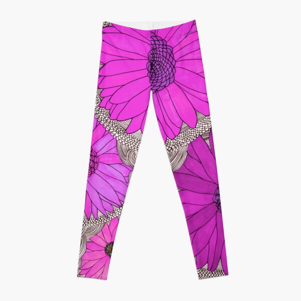 Gerbera Daisy- Magenta Leggings