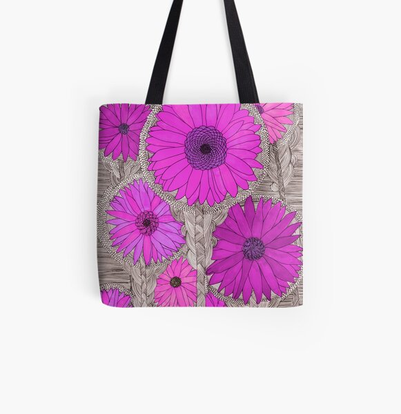 Gerbera Daisy- Magenta All Over Print Tote Bag