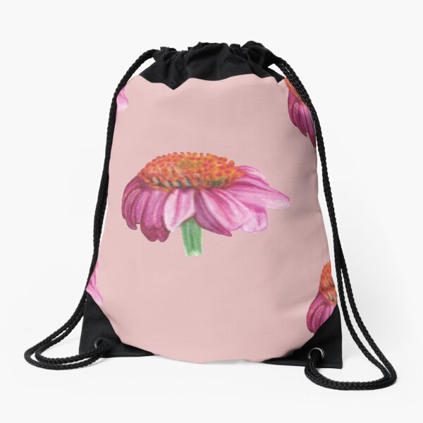 Purple cone flower Drawstring Bag