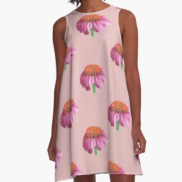 Purple cone flower A-Line Dress