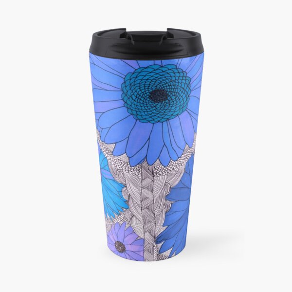 Gerbera Daisy- Blue Travel Mug