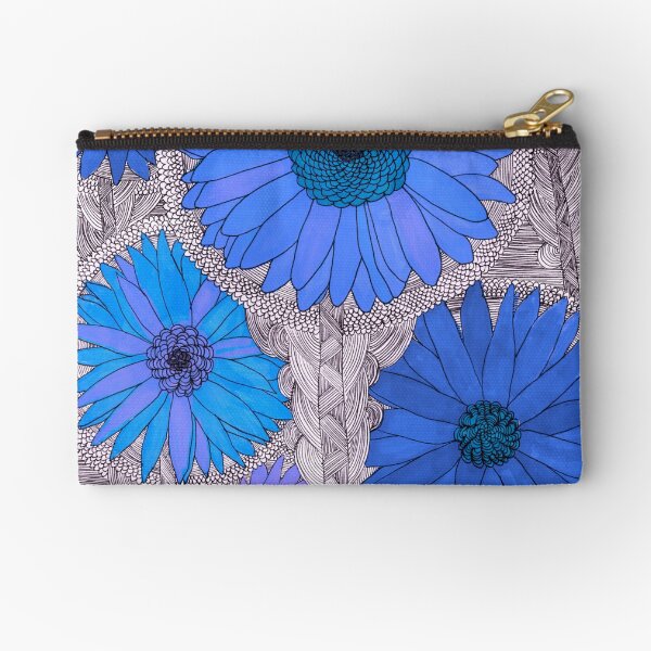 Gerbera Daisy- Blue Zipper Pouch