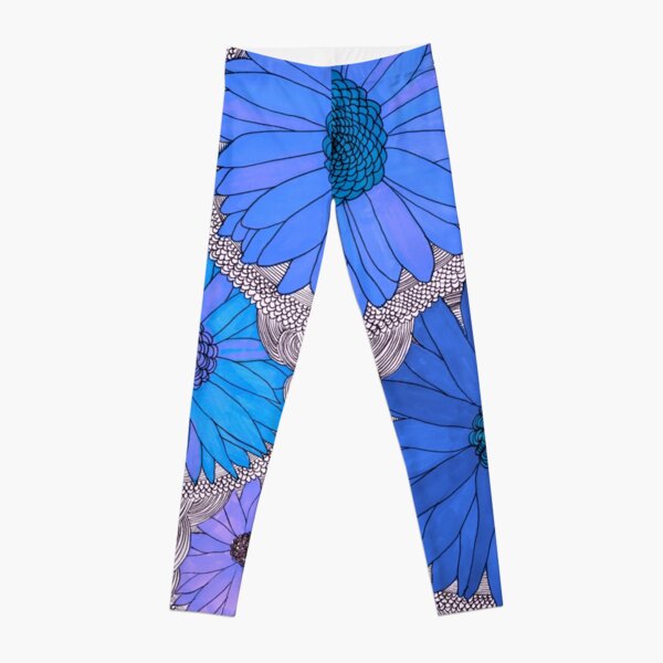 Gerbera Daisy- Blue Leggings