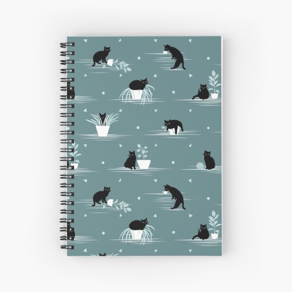 When the Black Cat is Alone at Home (Light Green) Spiral Notebook