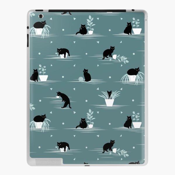 When the Black Cat is Alone at Home (Light Green) iPad Skin