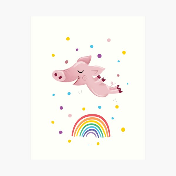 Rainbow Pig Art Print