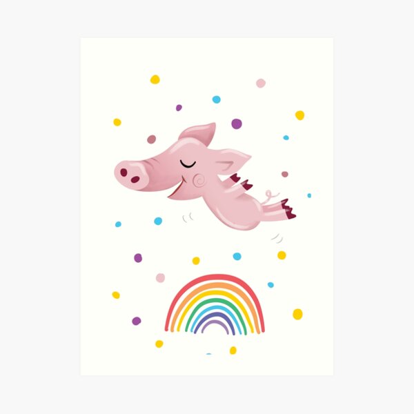 Rainbow Pig Art Print