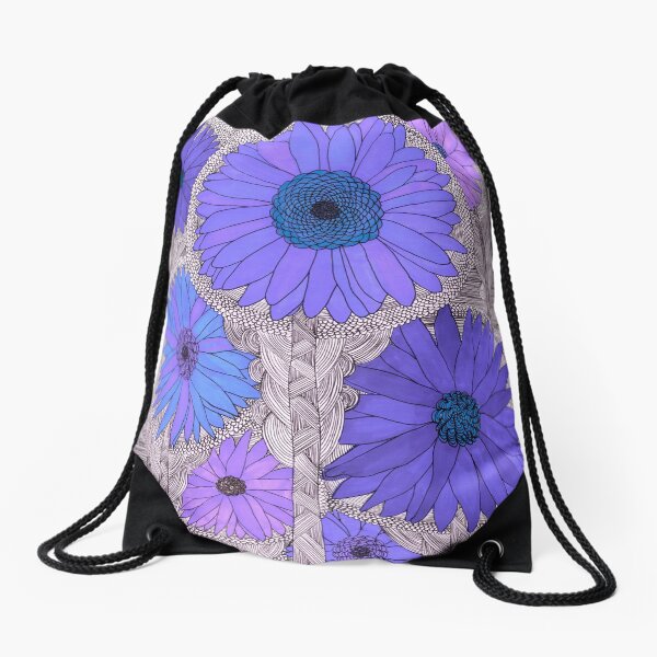 Gerbera Daisy- Purple Drawstring Bag