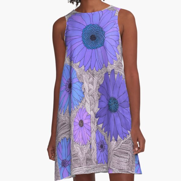 Gerbera Daisy- Purple A-Line Dress