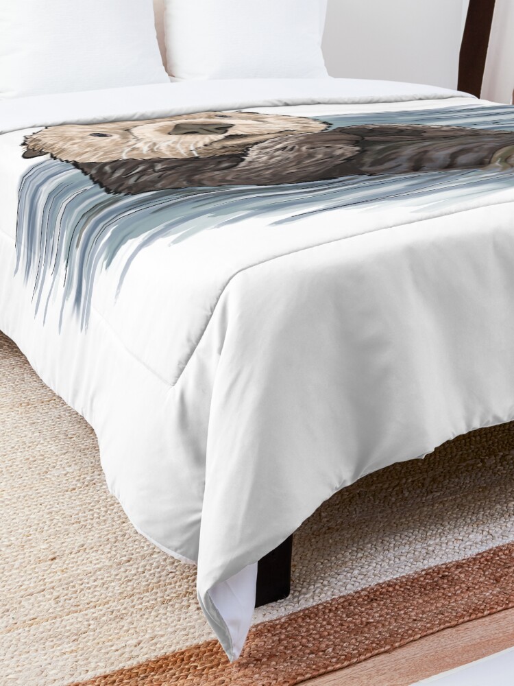 Alternate view of Sea Otter Sketch Comforter