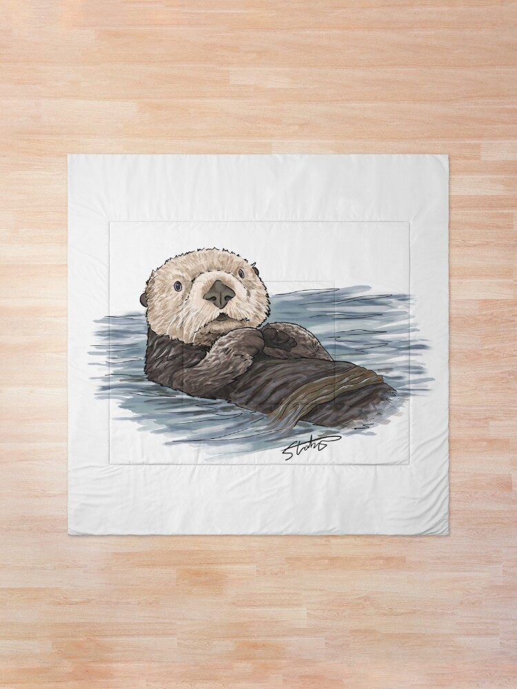 Alternate view of Sea Otter Sketch Comforter