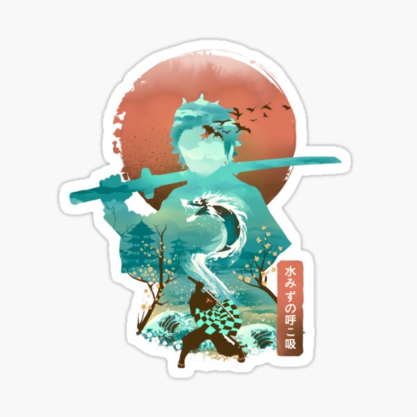 Water Dragon Rising Sun Sticker