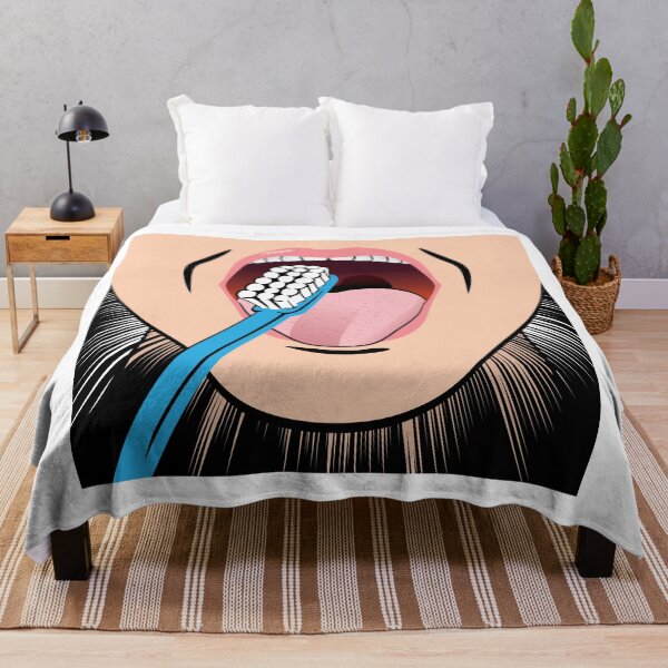 Item preview, close illustration of a person with an open mouth brushing teeth designed and sold by LucianoCosmo.
