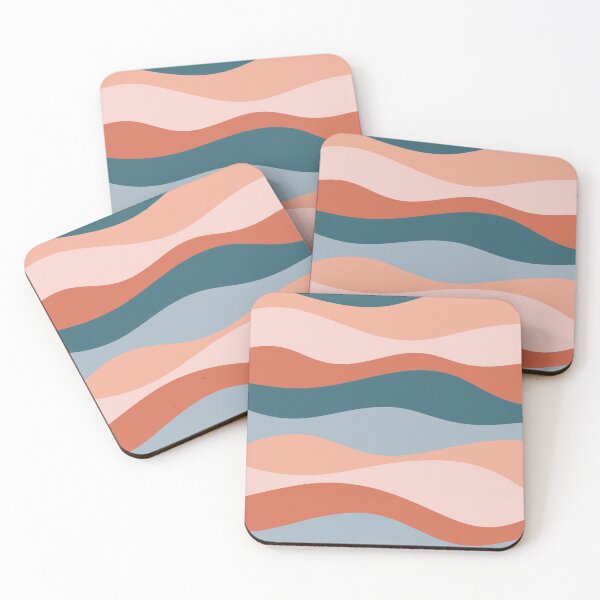 Item preview, Smooth Waves in Blue and Salmon - Soothing Abstract Stripe Pattern designed and sold by kierkegaard.