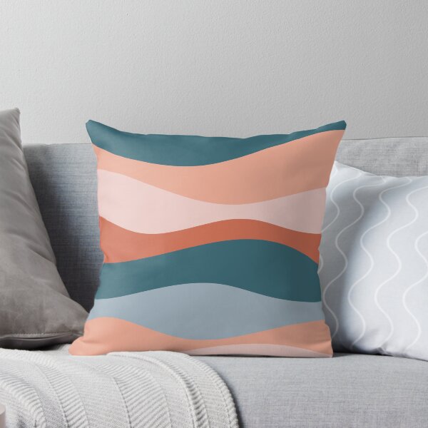 Item preview, Smooth Waves in Blue and Salmon - Soothing Abstract Stripe Pattern designed and sold by kierkegaard.