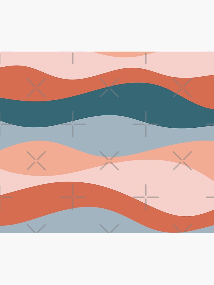 Discover Smooth Waves in Blue and Salmon - Soothing Abstract Stripe Pattern Shower Curtain
