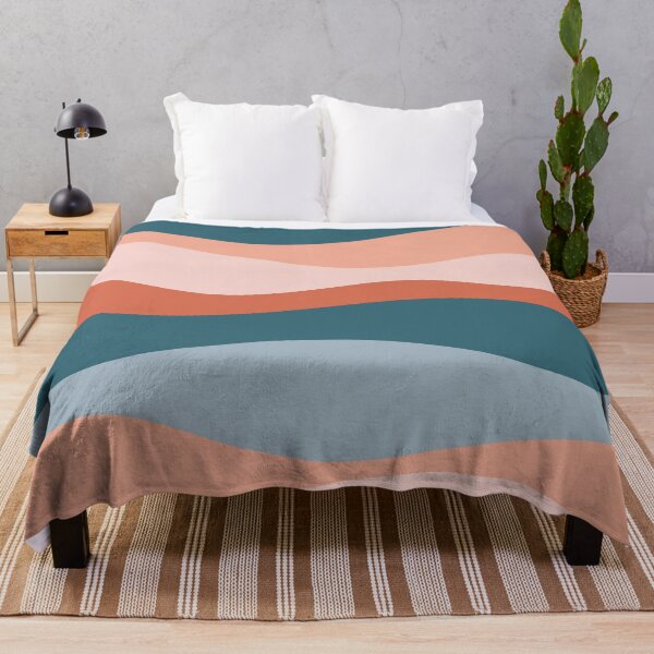Item preview, Smooth Waves in Blue and Salmon - Soothing Abstract Stripe Pattern designed and sold by kierkegaard.