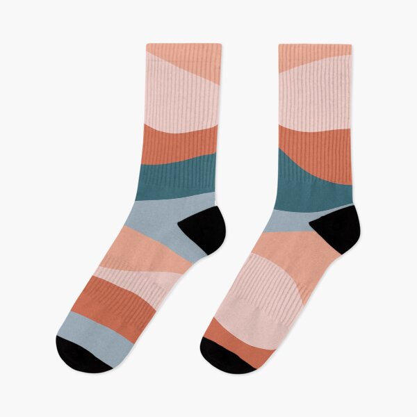 Item preview, Smooth Waves in Blue and Salmon - Soothing Abstract Stripe Pattern designed and sold by kierkegaard.