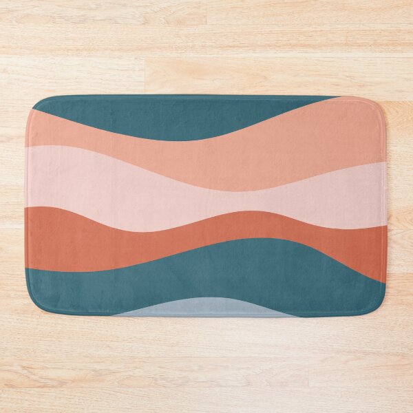 Item preview, Smooth Waves in Blue and Salmon - Soothing Abstract Stripe Pattern designed and sold by kierkegaard.
