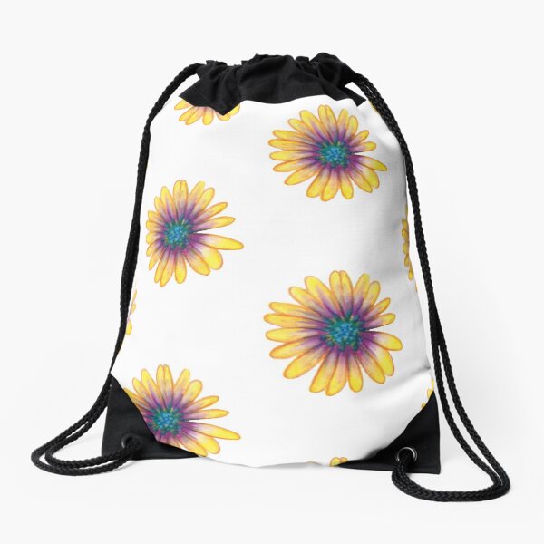 Yellow Flower Drawstring Bag