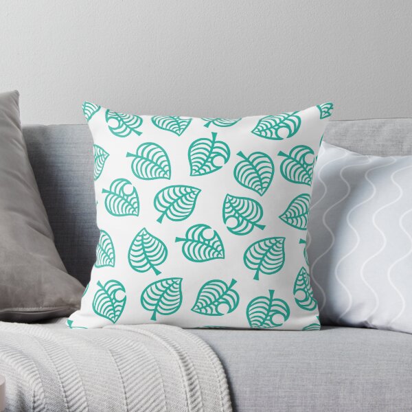 Animal Crossing New Horizons Leaf Pattern Throw Pillow