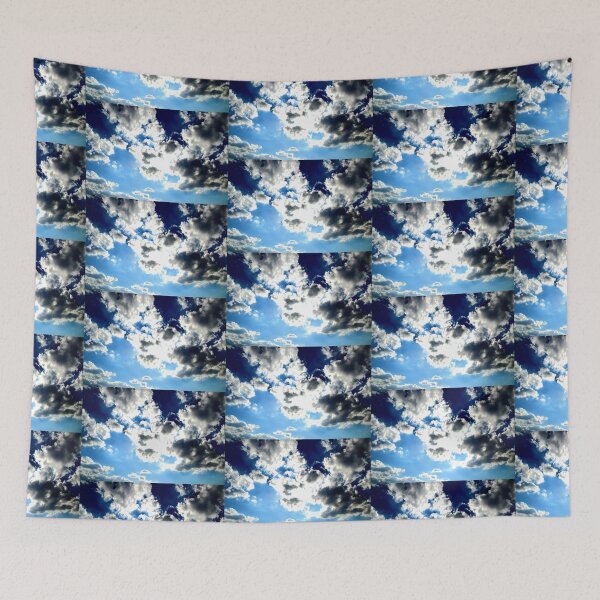 Item preview, Peaceful scenery with powerful sunbeams making their way through fluffy clouds in the blue sky designed and sold by Kristina Drozd.