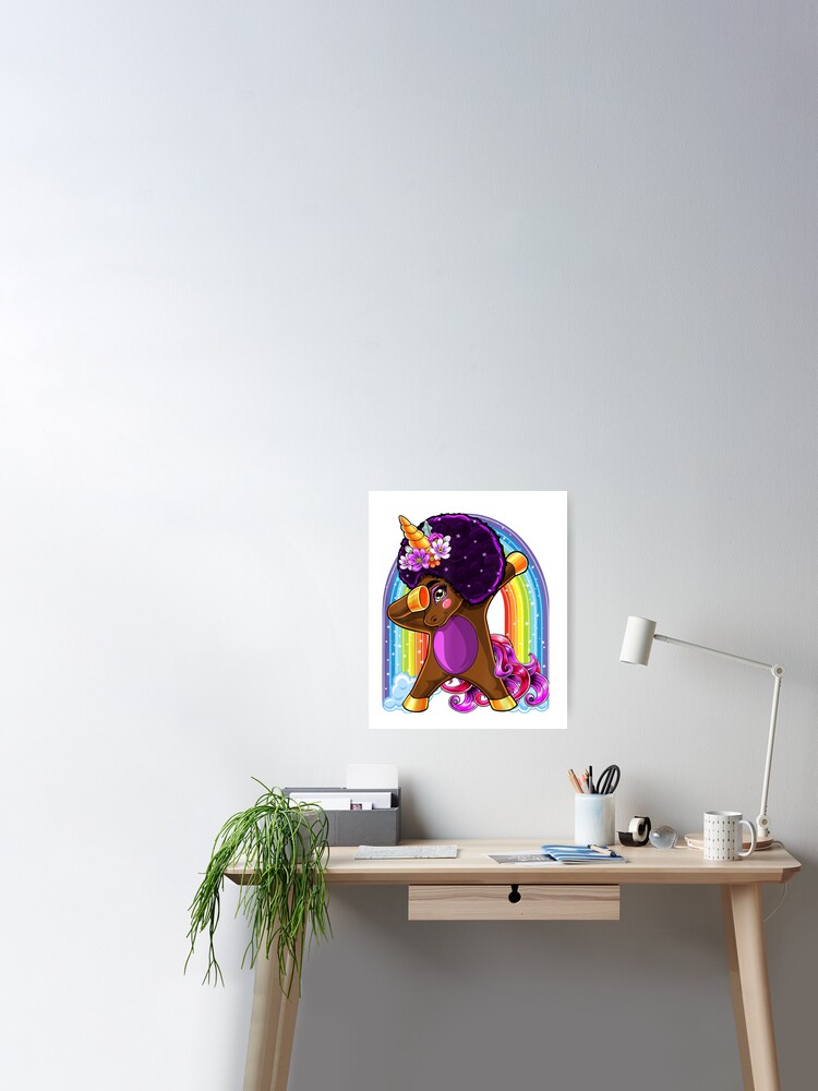 Dabbing Unicorn Afro Natural Hair African American Shirt Greeting Card for  Sale by David-Warner