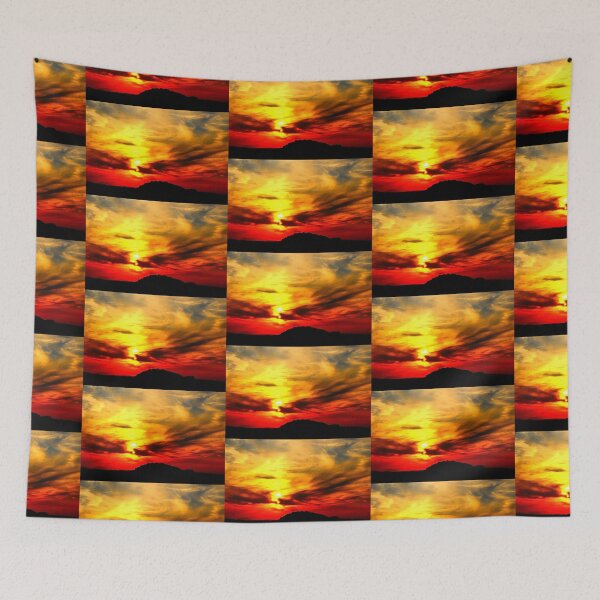 Item preview, Apocalyptic scenery with a bath of violent clouds in the sunset sky full of raging red and yellow colours designed and sold by Kristina Drozd.