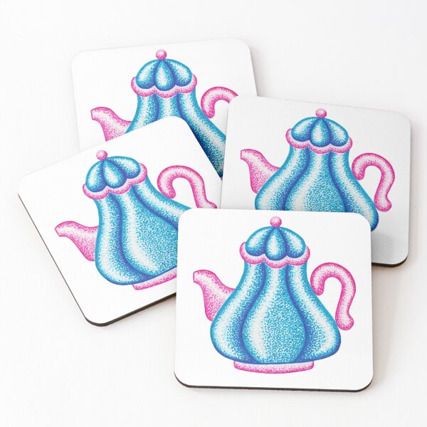 Item preview, Blue and pink teapot design pointillism painting  designed and sold by MitoP.