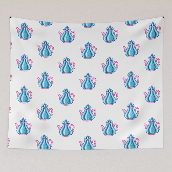 Item preview, Blue and pink teapot design pointillism painting  designed and sold by MitoP.