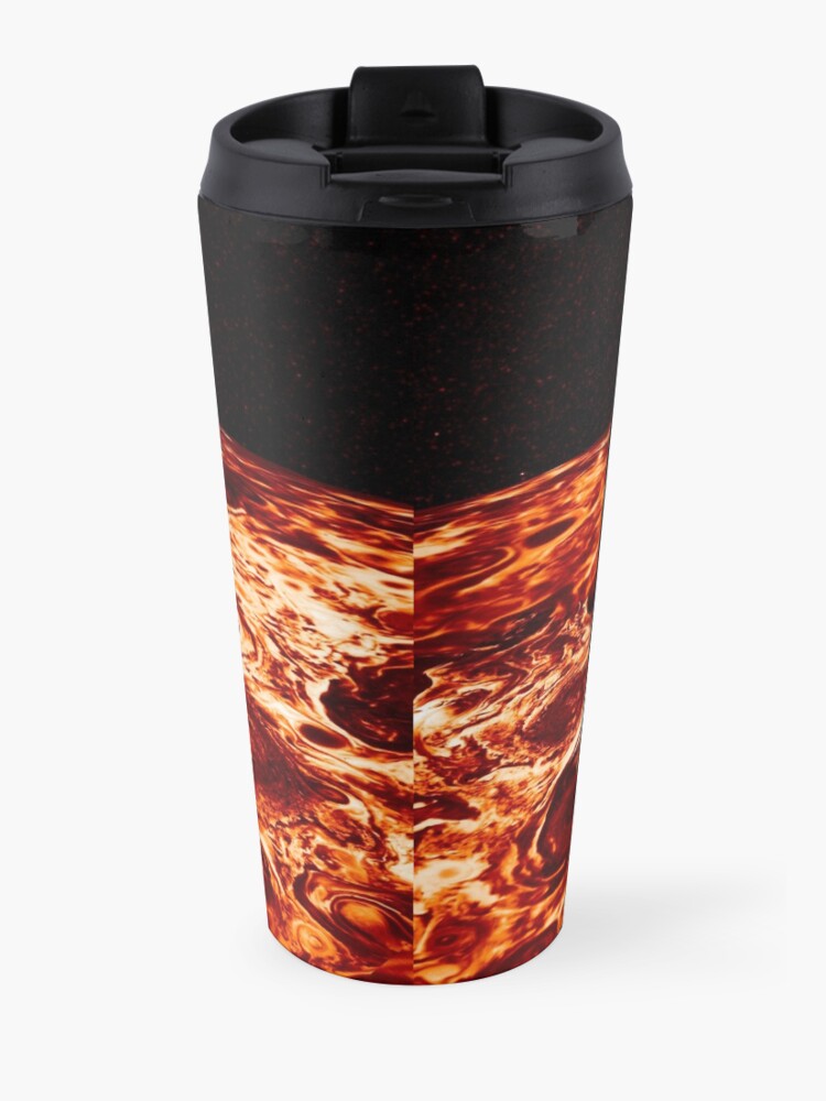 Alternate view of JIRAM imagery of Jupiter's north pole and its hypnotic, seemingly stable arrangement of eight cyclones around a central, large vortex Travel Mug