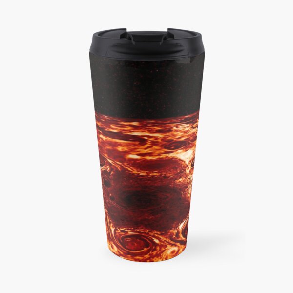 JIRAM imagery of Jupiter's north pole and its hypnotic, seemingly stable arrangement of eight cyclones around a central, large vortex Travel Mug