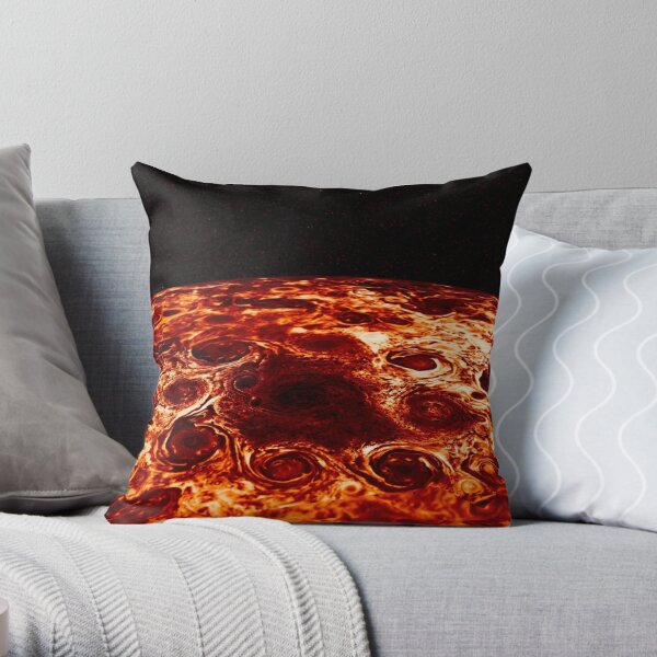 JIRAM imagery of Jupiter's north pole and its hypnotic, seemingly stable arrangement of eight cyclones around a central, large vortex Throw Pillow