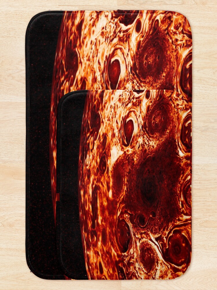 Alternate view of JIRAM imagery of Jupiter's north pole and its hypnotic, seemingly stable arrangement of eight cyclones around a central, large vortex Bath Mat
