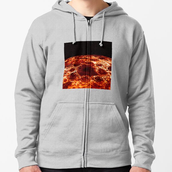 JIRAM imagery of Jupiter's north pole and its hypnotic, seemingly stable arrangement of eight cyclones around a central, large vortex Zipped Hoodie