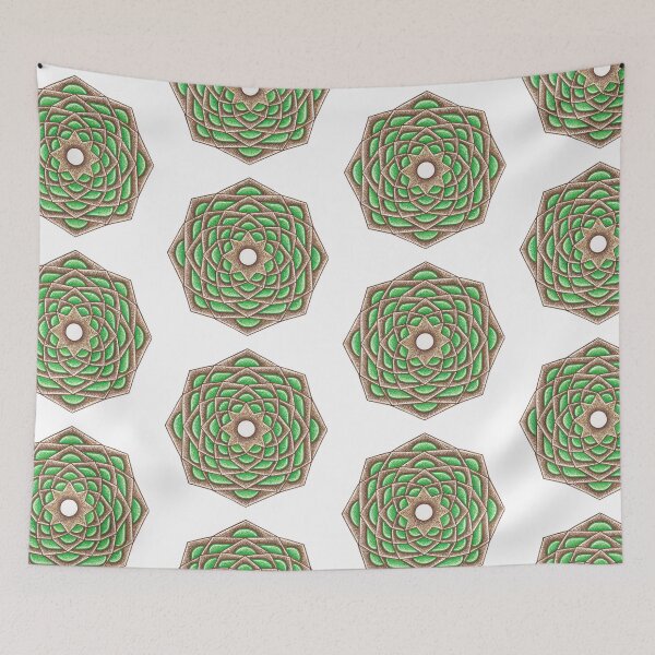 Item preview, Mandala pointillism painting in green and brown designed and sold by MitoP.