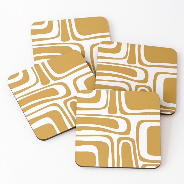 Artikelvorschau, Palm Springs Pattern - Moderner abstrakter Minimalismus der Mitte des Jahrhunderts in Senfgold und Weiß entworfen und verkauft von kierkegaard.