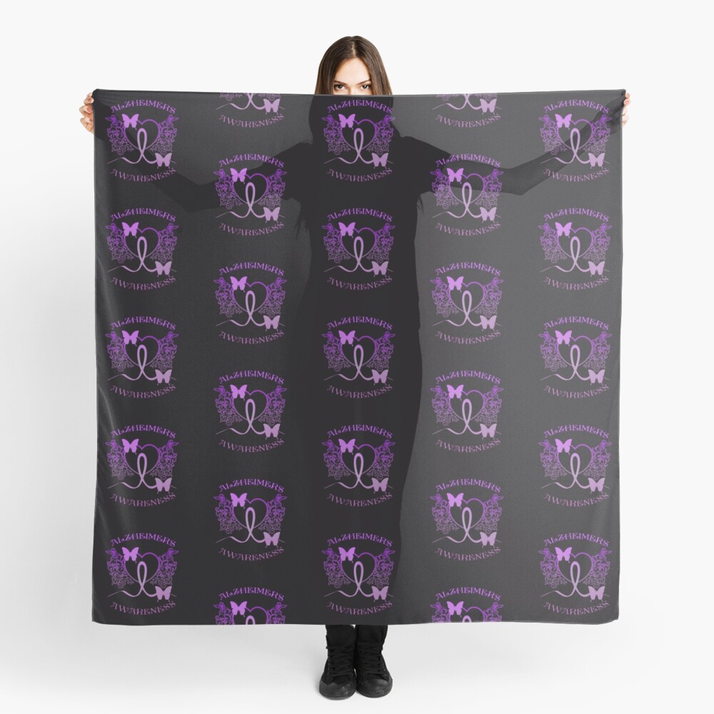 Alzheimers Awareness Purple Butterflies Scarf